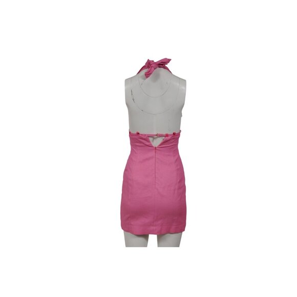 Jacquemus Womens La Robe Limao Halter Neck Dress Size 34 4 Pink Linen Polyester - Picture 3 of 12